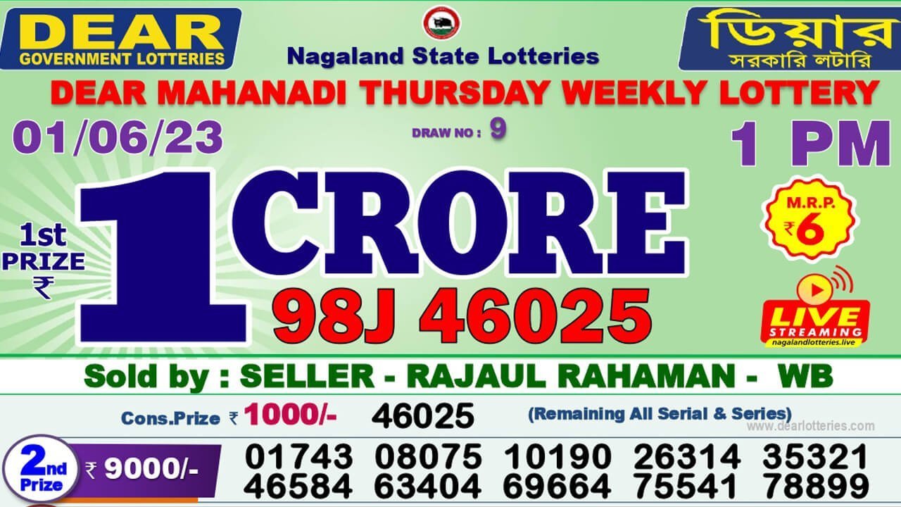 Dear Lottery Sambad Result Today 1.6.2023