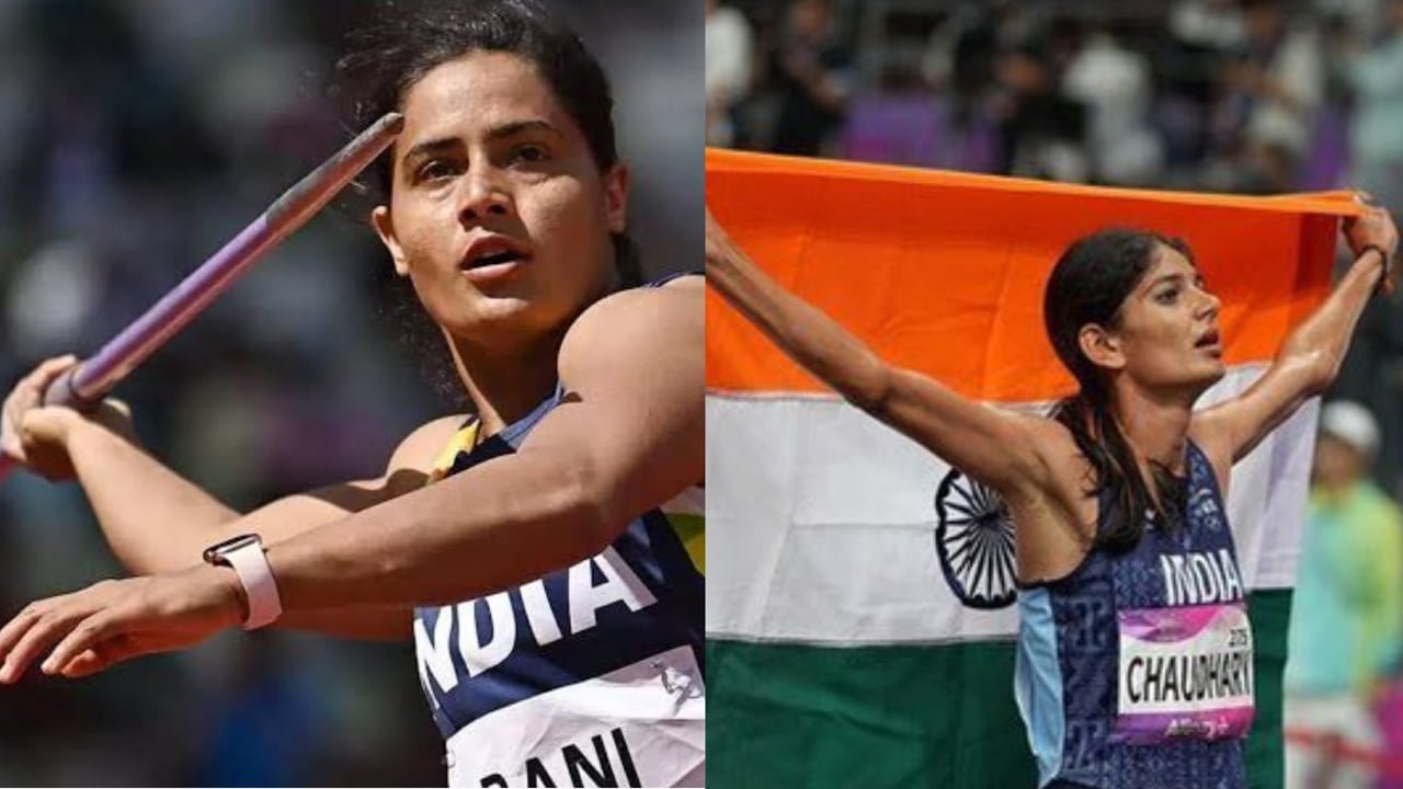 Annu Rani Indian women athelete wins gold in womens javelin in asian games 2023 and parul chaudhary also win gold for india 5000m run